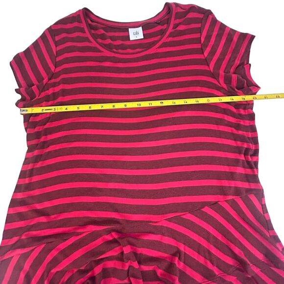 CAbi Sweet Talk Tee Women’s Size L Garnet Red Stripe Short Sleeve Shirt Peplum - Picture 5 of 12